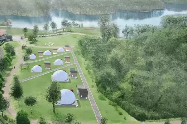 「湖畔で楽しむ“グランピング施設”広島にオープンへ！　北欧デザインのドームを設置」の画像