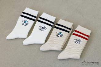 アイシナモロール×「靴下屋」がコラボ！　ご自愛マインドを表現した“総柄ソックス”など3種展開