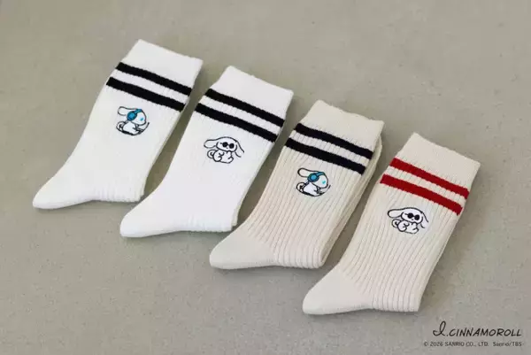 アイシナモロール×「靴下屋」がコラボ！　ご自愛マインドを表現した“総柄ソックス”など3種展開