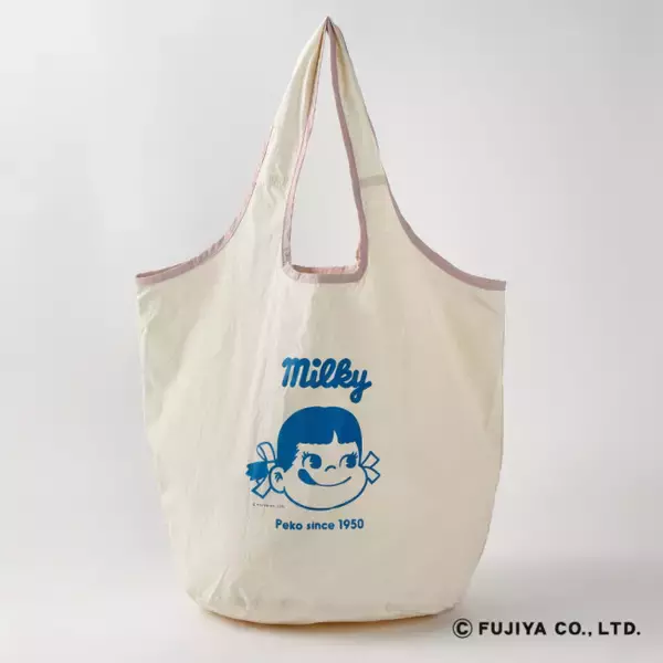 紀ノ国屋、ペコちゃんデザインのトートを発売！　キャンディ形にたためる「ポケッタブルバッグ」など3種