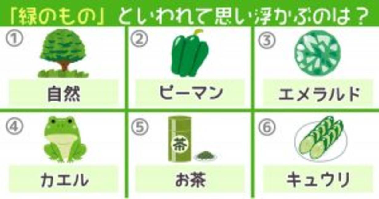 心理テスト 緑のもの と言われたら どれが一番に思い浮かぶ 年5月26日 エキサイトニュース