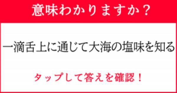 論破に使えることわざ 一滴舌上に通じて大海の塩味を知る 21年7月5日 エキサイトニュース