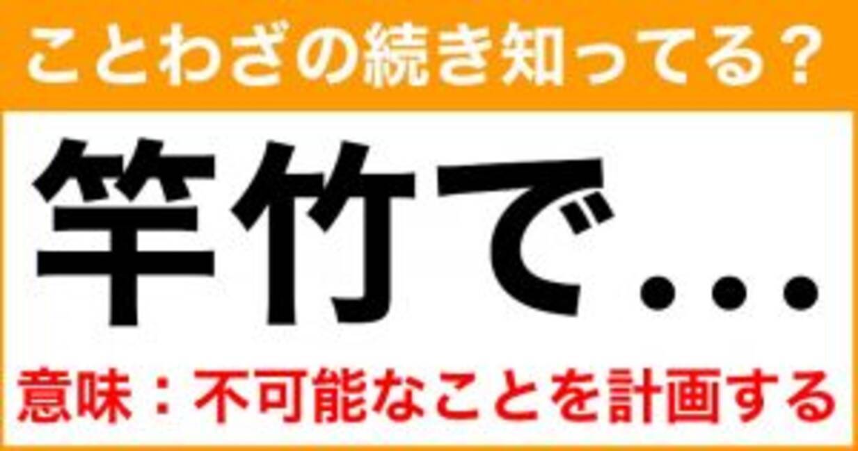 ことわざ 竿竹で の続き知ってる 意味 不可能なことを計画する 21年7月15日 エキサイトニュース