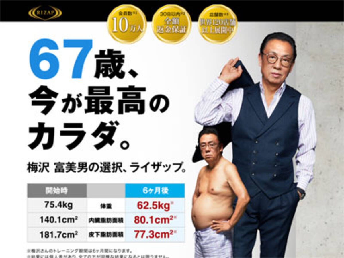梅沢富美男も 13キロ減量 に成功 Rizapダイエットcmの 厳しい制約 と 高額ギャラ 18年4月3日 エキサイトニュース