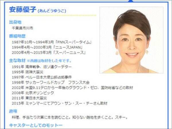 安藤優子 このまま隠居はなし グッディ 打ち切りも 今後はbsか単発か ゴネ得でフジに居座り 年9月29日 エキサイトニュース