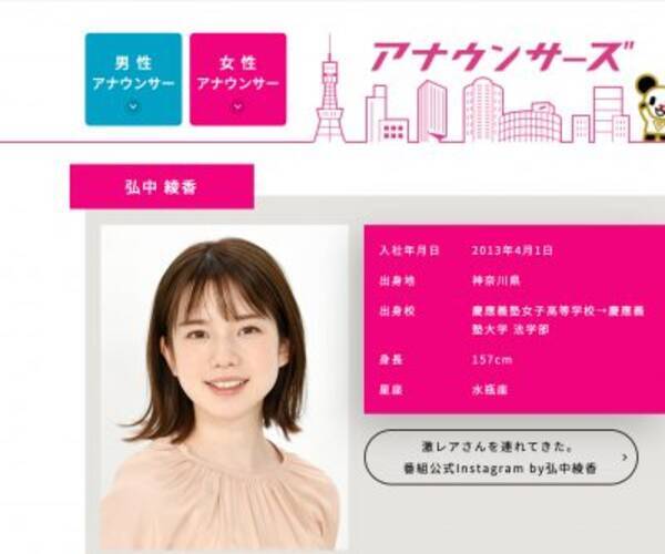 テレ朝弘中綾香 30歳で独立か 尊敬する田中みな実の影響でマンションも購入 年11月14日 エキサイトニュース