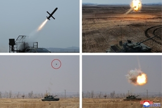 北朝鮮、新型戦車の迎撃システム試験を公開　金正恩氏が視察