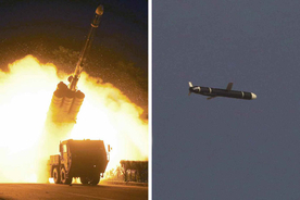 北朝鮮、巡航ミサイル２発を発射か