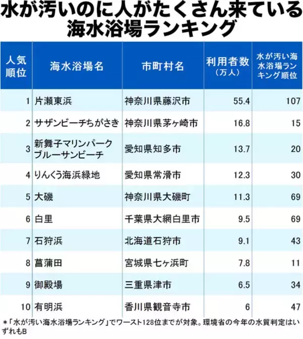 水が汚いのに人がたくさん来ている海水浴場ランキング2019