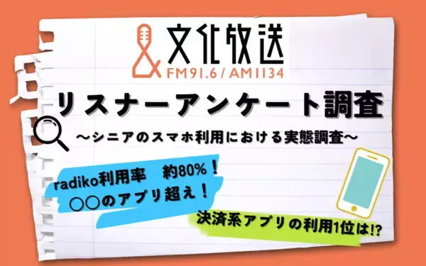 文化放送、全国のリスナーに向けたスマホ利用に関する項目を含む実態調査を実施