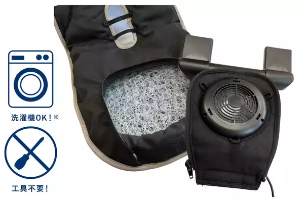 「今夏も高温予想(※1)ベビーカーの暑さ対策に 頭の先まで風が届く送風ファン付きシート『すやかぜ EA』2026年3月下旬 新発売」の画像