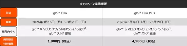 「glo™ Hilo・ glo™ Hilo Plusを2,000円オフの期間限定価格で販売」の画像