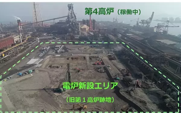 「日本製鉄　九州製鉄所八幡地区 電炉プロセス転換工事に着工　～世界初となる大型電炉での高級鋼一貫製造・量産システムを実現～」の画像