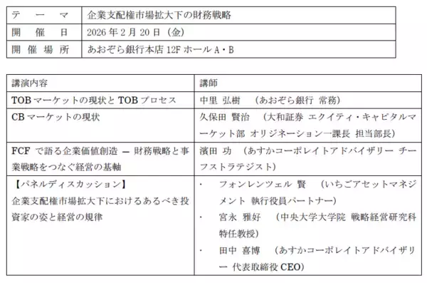 「2025年度あすか勉強会「企業支配権市場拡大下の財務戦略」を開催」の画像