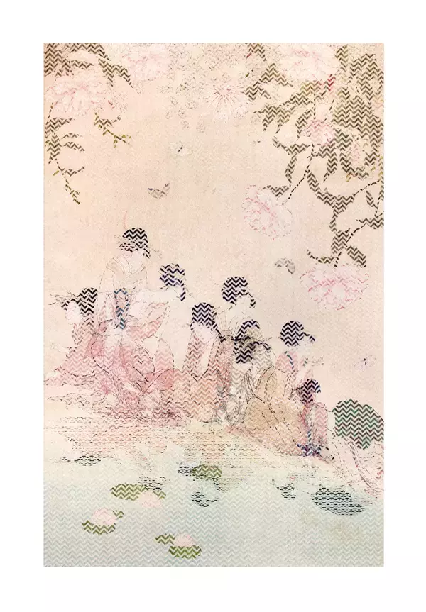 【京都 蔦屋書店】寺尾瑠生 個展「流れた面を掠め取る」を3月3日（火）より開催。網代編みで浮世絵を織り込む繊細なコラージュで、実像と虚像が重なる独自の絵画表現を展開。