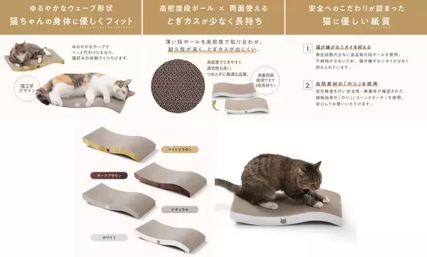 「くつろぐ×爪とぎ／隠れる×爪とぎシリーズ累計販売数95万個「バリバリシリーズ」から新商品2種を4月15日発売」の画像