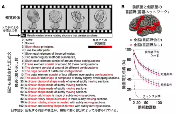 「心に思い浮かべた映像を言葉に変換する脳解読技術「マインド・キャプショニング」を実現～言葉を使わずに考えを伝える新たなコミュニケーション手段を開拓～」の画像