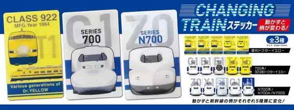 角度を変えるたび、新幹線の物語が動き出す。動かすと柄が変わるチェンジングトレインステッカーが新登場！