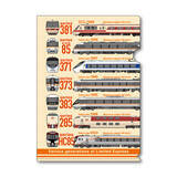 「大好評「歴代新幹線」に続く！JR東海「歴代特急車両」シリーズ　歴代7形式勢揃いのタオルハンカチ＆クリアファイルを新発売！」の画像3