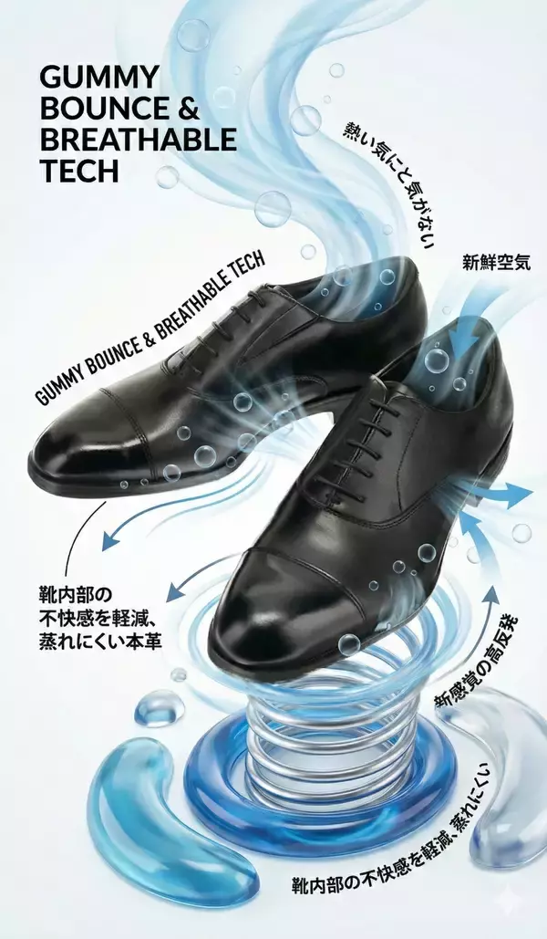 「異次元の柔らかさ×究極の通気性高反発性に快適性を加えた「ガムリーソールAIRシューズ」が登場」の画像