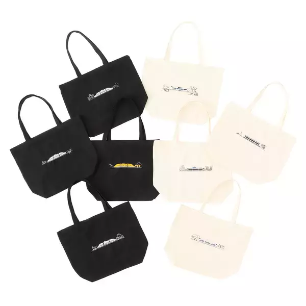 「東海道新幹線の歴代車両とドクターイエローを刺繍でデザインしたトートバッグ＆サコッシュを新発売」の画像