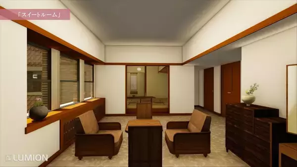 「昭和初期、帝国ホテルと並び称された「旧甲子園ホテル」の客室を武庫川女子大学の大学院生がCGで再現。動画をYouTubeで公開しています。」の画像