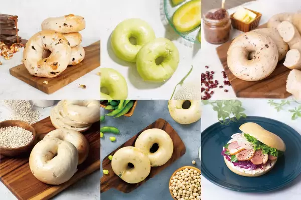 「「BAGEL & BAGEL（ベーグルアンドベーグル）」から新商品登場！国産小麦を使用したベーグルや、初夏を思わせるスイーツベーグルなどを期間限定販売致します。」の画像