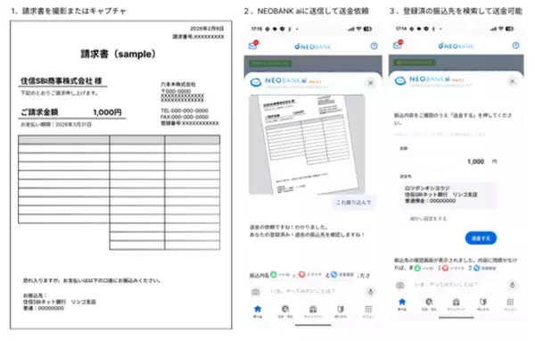 「＜邦銀初＞住信SBIネット銀行、AI銀行サービス「NEOBANK ai」エージェントのベータテストを開始」の画像