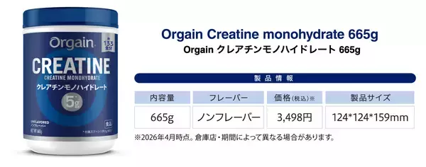 「ネスレ日本から、コストコ限定で「Orgain クレアチンモノハイドレート」新発売」の画像