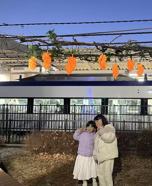 「【冬に実る光のぶどう「ふゆみのり」今年もスタート！】塩尻駅東口のぶどう棚に春を待つぶどうの息吹と温もりを感じる光ぶどうを点灯します。」の画像