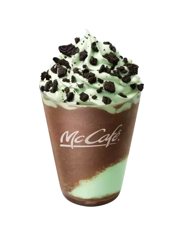 「"McCafe by Barista(R)"夏にぴったり！オレオ(R)シリーズに爽やかなチョコミントの新作フラッペとバナナクリームの新作ロールケーキが登場!」の画像