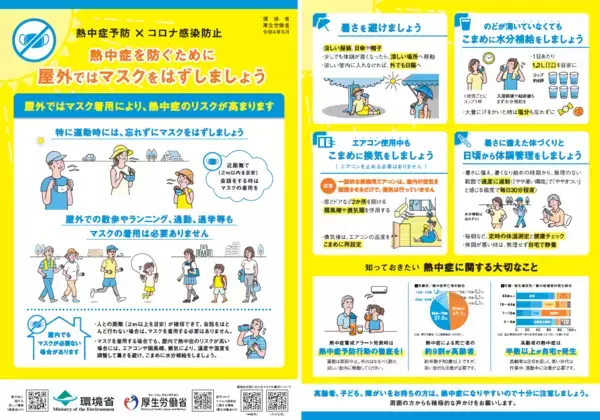 【厚生労働省よりお知らせ】熱中症予防とコロナ感染防止、リーフレットで分かりやすく