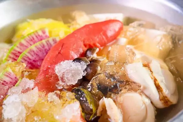 「ペッパーフードサービス　海鮮居酒屋「かいり」で、冷たい貝出汁ジュレで味わう海鮮鍋「海老の明太とろしゃぶ」を販売」の画像