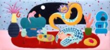 【OIL by 美術手帖ギャラリー】江上秋花 個展「home sweet home」を2026年1月23日（金）より開催。家という小さな世界でくつろぐ生きものたちを刺繍やニットのテキスタイルで表現。