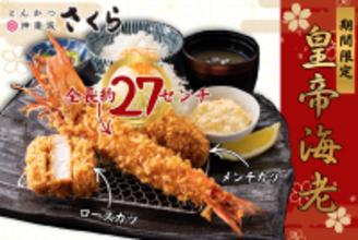 【とんかつ神楽坂さくら】圧巻の存在感を放つ「皇帝海老」降臨。～年末年始にふさわしい、格別のご褒美を～