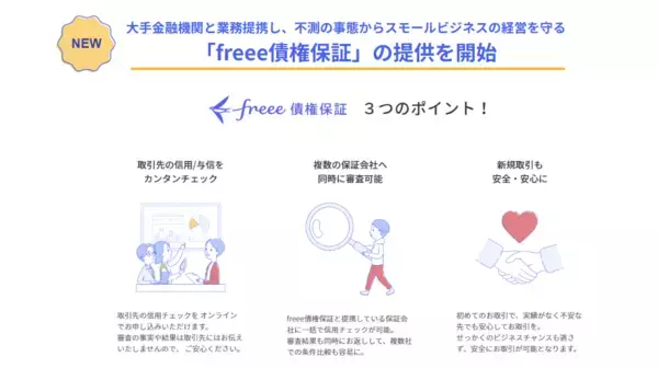 freee、大手金融機関と業務提携し、不測の事態からスモールビジネスの経営を守る「freee債権保証」を3月3日より提供開始