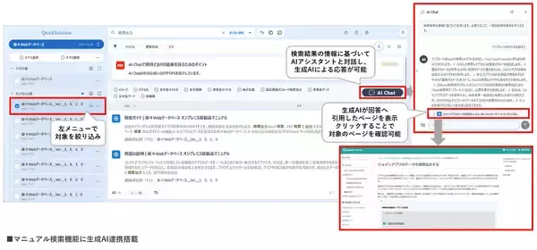 「楽々Webデータベースのサポートサイトに生成AI連携の検索機能を搭載 ～ 対話形式でFAQやマニュアルを要約・解説、疑問や課題の解決を支援 ～」の画像