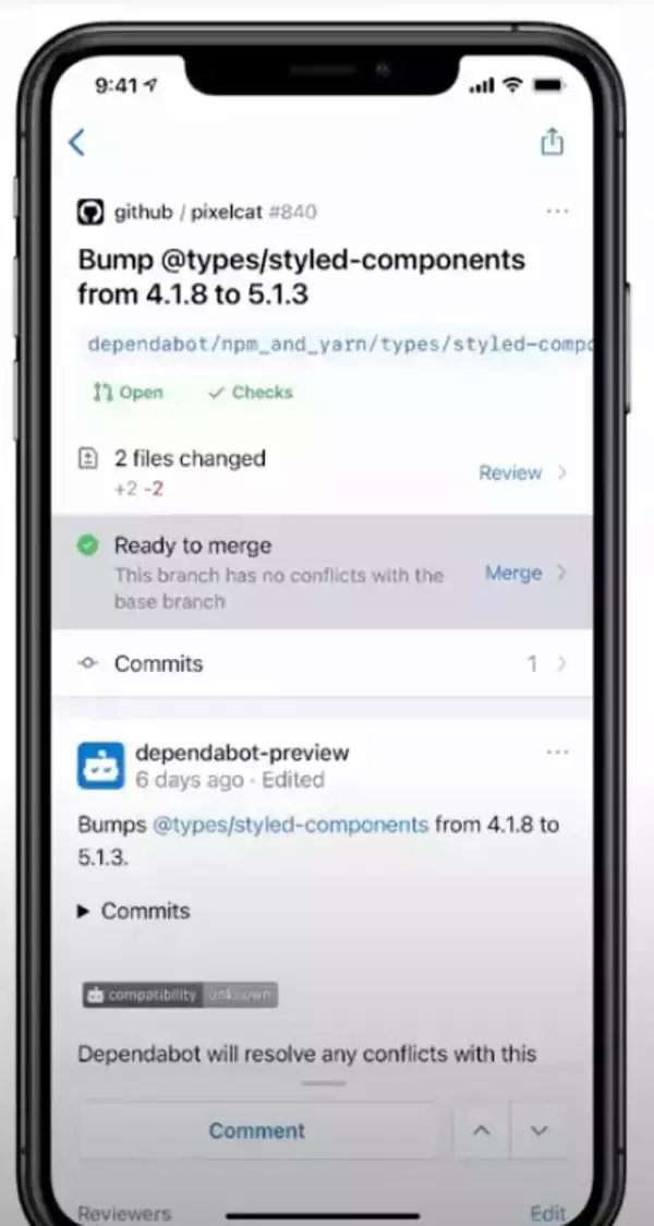 「GitHub for mobile の最新版をリリース」の画像