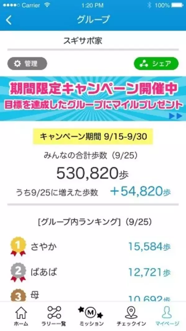 「歩数記録アプリ「スギサポwalk」、家族や友人同士で歩数を共有し合える「グループ機能」をリリース」の画像
