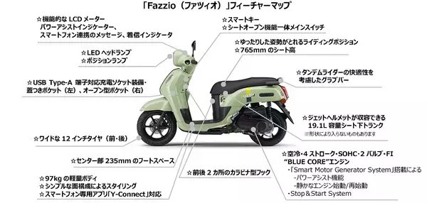 「原付二種ファッションスクーター「Fazzio」新発売～発進時に駆動力をアップする「パワーアシスト機能」をヤマハ国内モデル初搭載～」の画像