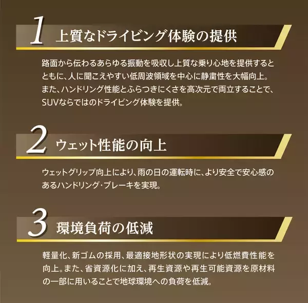 「上質なドライビング体験を提供するSUV向けタイヤ「ALENZA LX200」を発売」の画像
