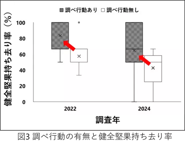「【名古屋大学】野ネズミはクリの虫食いの有無を、素早く嗅ぎ分ける～ガの幼虫が食べた堅果を避けることを野外で実証～」の画像