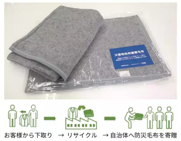 「青山商事として宮崎県内で初めて小林市へ「防災毛布」を寄贈　～お客様から下取りしたスーツをリサイクル毛布に　自治体の災害対策を支援～」の画像