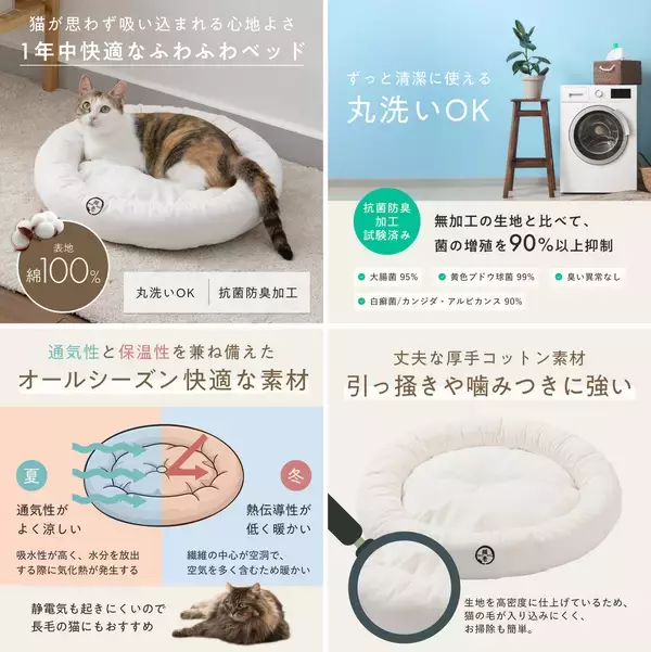「愛猫に衛生的で快適な空間を。バリバリボウルとの組み合わせで“モフモフくつろげるベッド”に変身！4wayベッド「モフリング」5月20日新発売」の画像