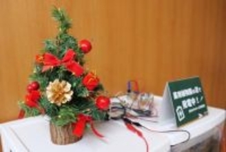 微生物が生む小さな光－企業連携で実現、泥電池で光るクリスマスツリーを学内展示－