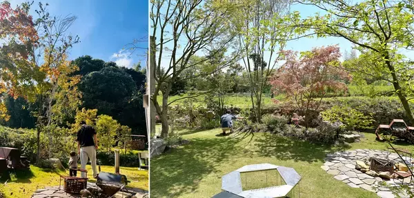 「「庭でキャンプと焚火を楽しむ」～日常の喧騒を忘れ、まるで森の中にたたずむ理想の住まい～」の画像