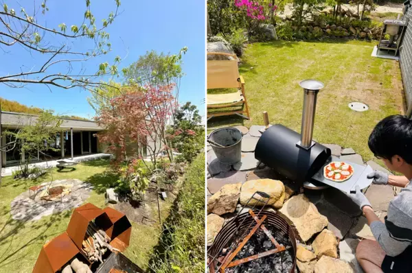 「「庭でキャンプと焚火を楽しむ」～日常の喧騒を忘れ、まるで森の中にたたずむ理想の住まい～」の画像