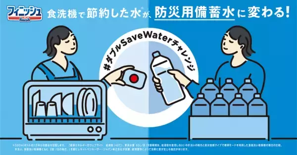 食洗機で節約した水が、防災用備蓄水に変わる！フィニッシュ、節水と備蓄の「#ダブルSaveWaterチャレンジ」プロジェクト発足