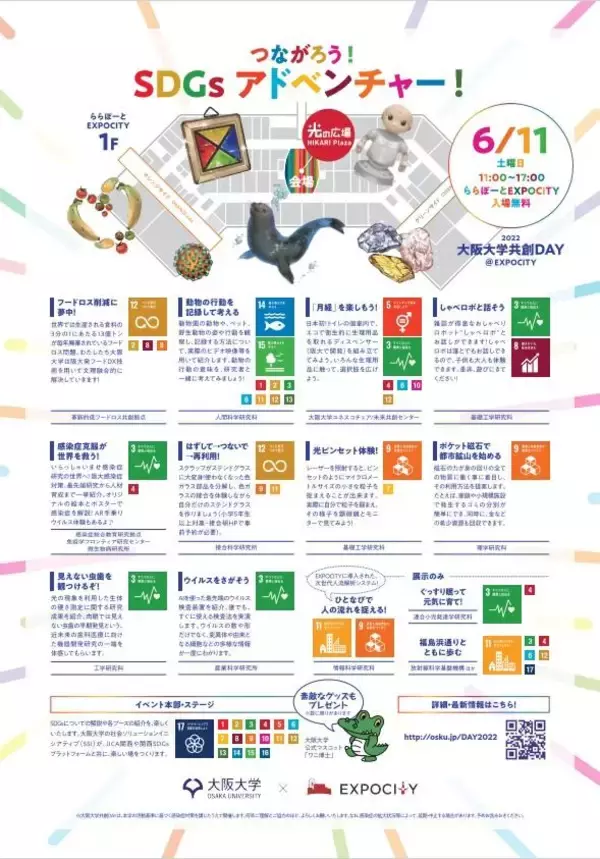 「子どもから大人まで！ 阪大によるSDGs体感イベント「大阪大学共創DAY＠EXPOCITY」を開催 -- 6月11日（土）11時～17時 ＠ららぽーとEXPOCITY1階「光の広場」」の画像