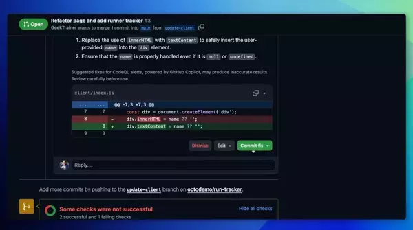 「GitHub Copilot Autofix、脆弱性の発見と修正を同時に行い、3倍速くソースコードをセキュアにする新機能を発表 ～脆弱性が見つかることが修正されたことと同じ！～」の画像
